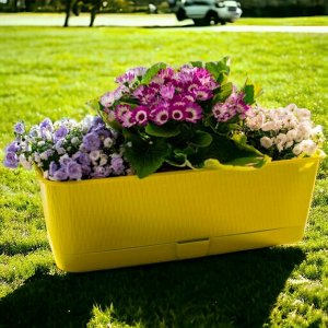 Балконный ящик для растений с поддоном, цветов, рассады "Прованс", 400x170x130, 6 л, цвет фисташковый