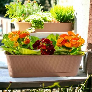 Цветочный балконный ящик для растений, цветов, рассады &quot;Прованс&quot;, 400x170x130, 6 л, цвет фраппе с поддоном