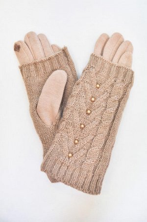 Перчатки-митенки женские сенсорные на флисе (р. free size) арт. 208290