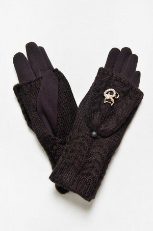 Перчатки-митенки женские на флисе с украшением (р. free size) арт. 208203