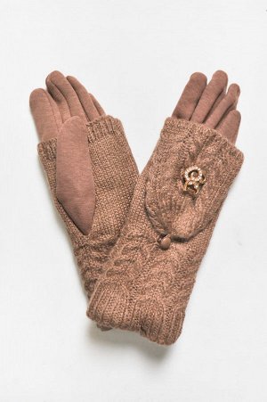 Перчатки-митенки женские на флисе с украшением (р. free size) арт. 208206