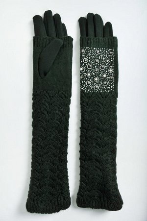 Перчатки женские длинные на флисе со стразами (47 см.) арт. 208648