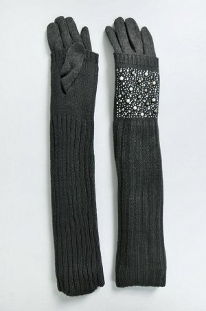 Перчатки женские длинные на флисе со стразами (47 см.) арт. 208654