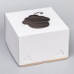 Коробка под торт с окном, &quot;Пироженка&quot;, с усиленным дном, белая, 30 х 30 х 19 см