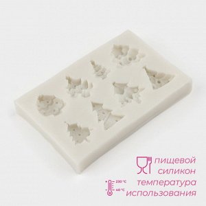 Молд для заливки новогодний Доляна «Ёлки», силикон, 10x6,5x1,3 см, цвет серый