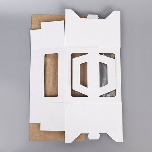 Коробка под торт 2 окна, с ручками, белая, 22 х 22 х 15 см