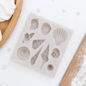 Молд «Ракушки», силикон, 7,7x7x1,5 см, цвет розовый