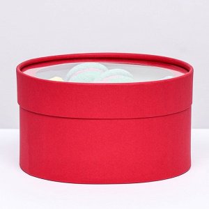 Подарочная коробка "Рубин" красный, завальцованная с окном, 18 х 10 см
