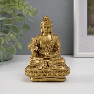 Нэцкэ фигурка «Будда на лотосе», полистоун, под бронзу, 12*8*6.5 см