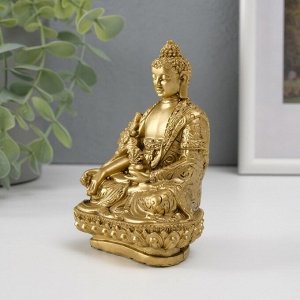 Нэцкэ фигурка «Будда на лотосе», полистоун, под бронзу, 12*8*6.5 см