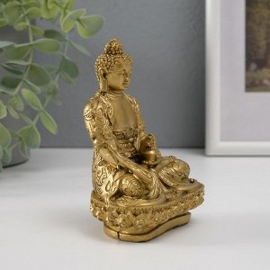 Нэцкэ фигурка «Будда на лотосе», полистоун, под бронзу, 12*8*6.5 см