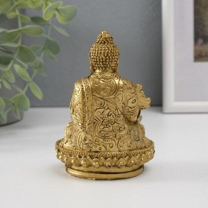 Нэцкэ фигурка «Будда на лотосе», полистоун, под бронзу, 12*8*6.5 см