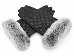 Перчатки кожаные с сенсорными пальчиками, черный