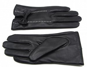 Перчатки кожаные, с сенсорными пальчиками, черный