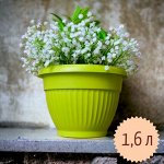 Горшок для цветов &quot;Флора&quot;, объем 1,6 л., D17, ФИСТАШКОВЫЙ, с поддоном