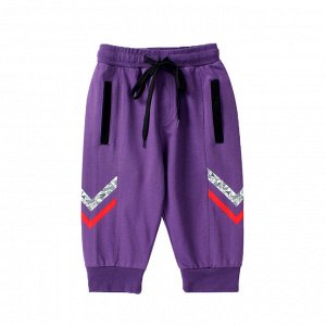 Спортивные бриджи с полосками, карманами и эластичным поясом с завязками, для мальчика, цвет фиолетовый