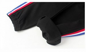 Спортивные брюки с полосками, карманами и эластичным поясом с завязками, для мальчика, цвет чёрный