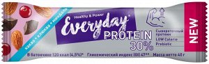 Батончик протеиновый  EVERYDAY 30% PROTEIN какао-миндаль-клюква  40гр
