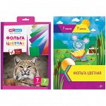 Фольга цветная А4 7л. 7цв., в папке с европодвесом