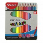 Карандаши трехгранные 18 цветов Color Pep&#039;s, ударопрочный грифель, металлическая коробка