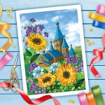 Вышивка лентами &quot;Церковь&quot;, 25 х 35 см