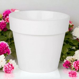 Горшок для цветов (с вкладкой) Протея Бело-белый, 2,3л d17 h15,5 пластиковый