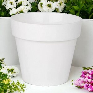 Горшок для цветов (с вкладкой) Бело-белый, 2.3 л, диаметр 17 см, высота 15.5 см, пластиковый, Протея