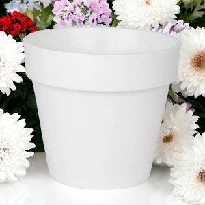 Горшок для цветов (с вкладкой) Бело-белый, 2.3 л, диаметр 17 см, высота 15.5 см, пластиковый, Протея