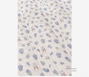 Одеяло демисезонное с принтом, цвет белый/синий, 100Х150см