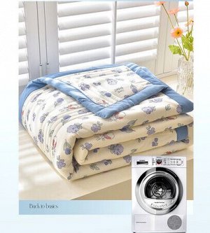 Одеяло демисезонное с принтом, цвет белый/синий, 180Х200см