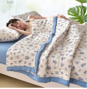 Одеяло демисезонное с принтом, цвет синий, 150Х200см