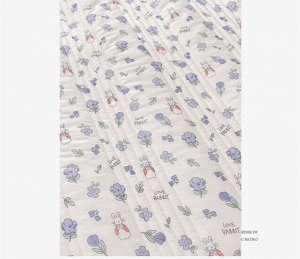 Одеяло демисезонное с принтом, цвет синий, 100Х150см