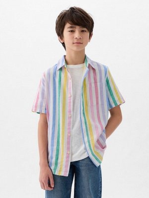 GAP - рубашка из хлопка и льна для мальчика - в полоску
