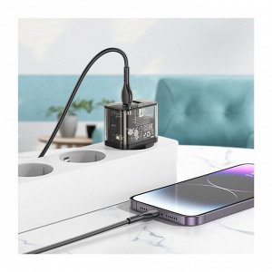 Сетевое зарядное устройство быстрая зарядка HOCO N34 Dazzling USB+USB-C + кабель Iphone to Type-C PD20W+QC3.0