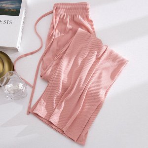 Широкие брюки для девочки, с высокой посадкой и эластичным поясом, розовый