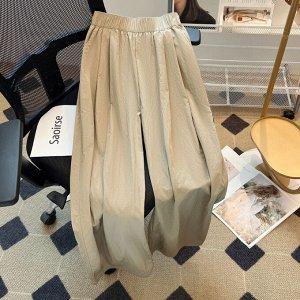 Широкие брюки для девочки, с эластичным поясом, светло-коричневый