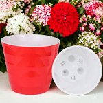Горшок для цветов (с вкладкой) Лаура Красно-белый, 1,4л d14,5 h13 пластиковый