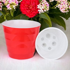 Горшок для цветов (с вкладкой) Лаура Красно-белый, 3,7л d20 h18 пластиковый