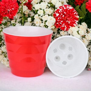 Горшок для цветов (с вкладкой) Лаура Красно-белый, 3,7л d20 h18 пластиковый