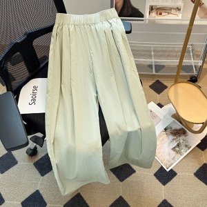 Широкие брюки для девочки, с эластичным поясом, зеленый