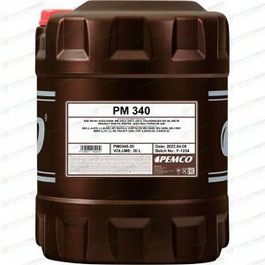 Масло моторное Pemco 340 5w40, синтетическое, API SN/CH-4, ACEA A3/B4, JASO MA-2, универсальное, 20л, арт. PM0340-20