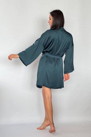 Халат-кимоно женский изумрудный шёлк армани