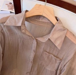 Платье на бретелях с асимметричным разрезом + шифоновая рубашка, коричневый