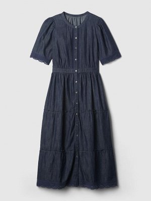 GAP - кружевное джинсовое платье миди