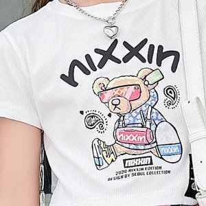 Костюм-двойка для девочки (укороченная футболка + джоггеры), с забавным принтом, как на фото
