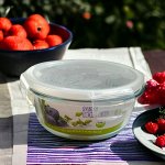 Контейнер для продуктов стеклянный круглый с крышкой (с уплотнителем) 640 мл, прозрачный