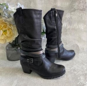 Сапоги демисезонные женские из натуральной кожи черные
