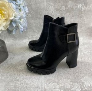Полусапожки женские демисезонные черные на устойчивом каблуке
