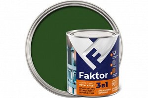 Грунт-эмаль по ржавчине FAKTOR 3в1 зеленая 0,8кг