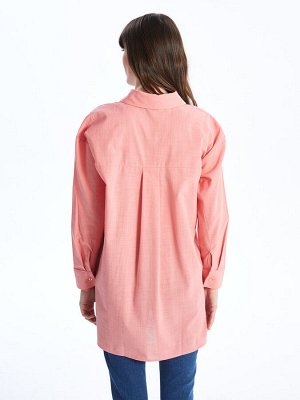 Простая женская рубашка-туника оверсайз с длинными рукавами